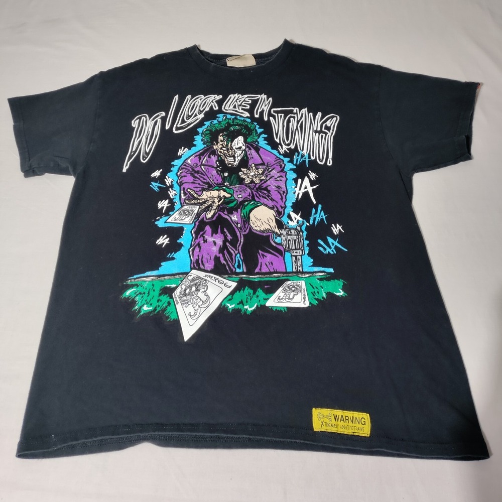 Brand X Joker Graphic Tee Black Size L "Do I Look Like I'm Joking" - Imperfect